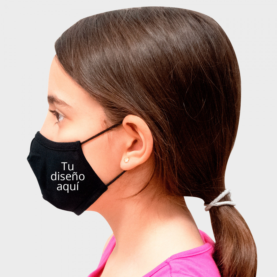 Mascarilla neopreno fino doble capa pequeña negra homologada con protección  +91% personalización fullprint, comprar online